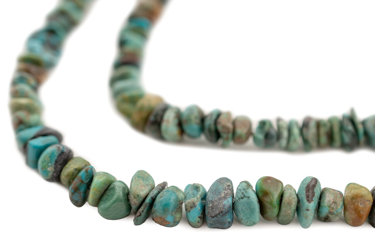The Bead Chest Turquoise Chip Beads: Rustic Natural Stone Jewelry Making Supply, Green Chips Full Strand